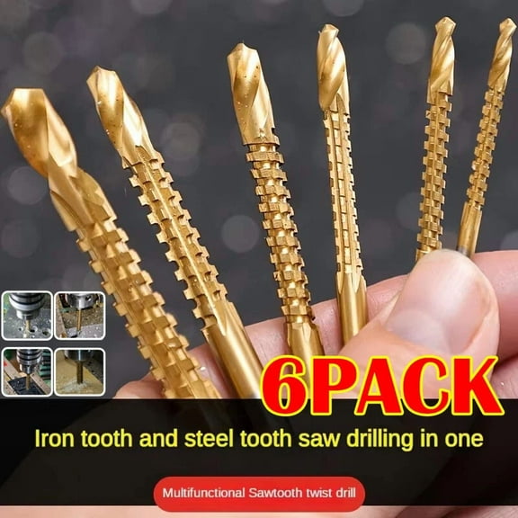 CRESTIN- 6Pc Twist Drill Bit Set Power Tool Accessories Screw Holes For Wood Metal Usa