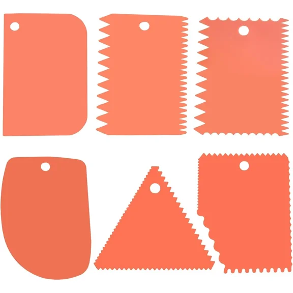 CRESTIN- 6Pcs Cake Scraper Decorating Comb And Icing Smoother Reusable Bread Cream Pizza