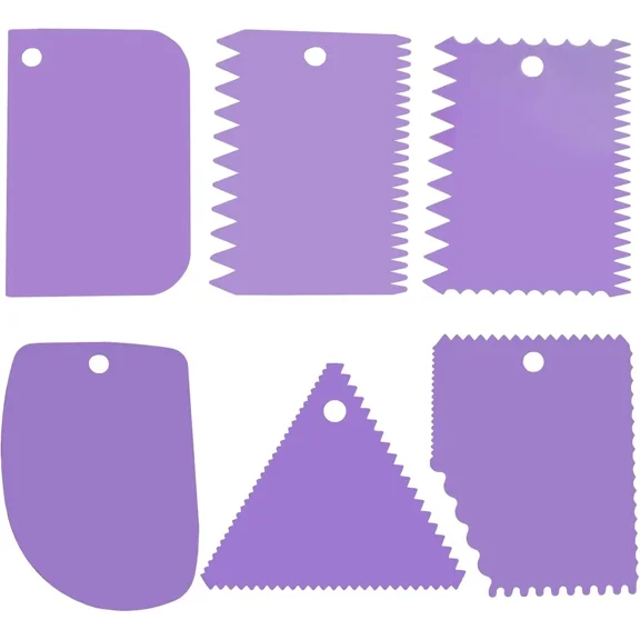 CRESTIN- 6Pcs Cake Scraper Decorating Comb And Icing Smoother Reusable Bread Cream Pizza