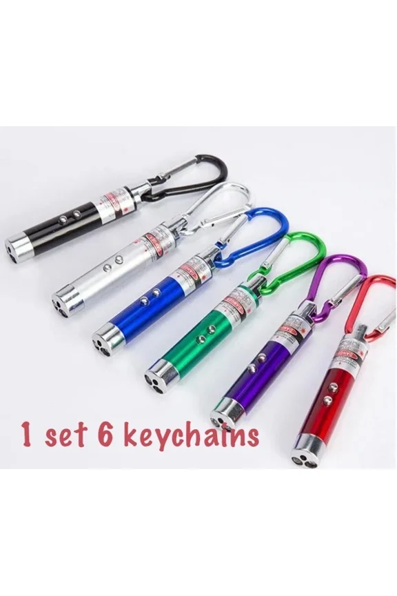 - 6X Laser Pointers Flashlight Keychain Emergency Light And Pets Dog Cat Toy