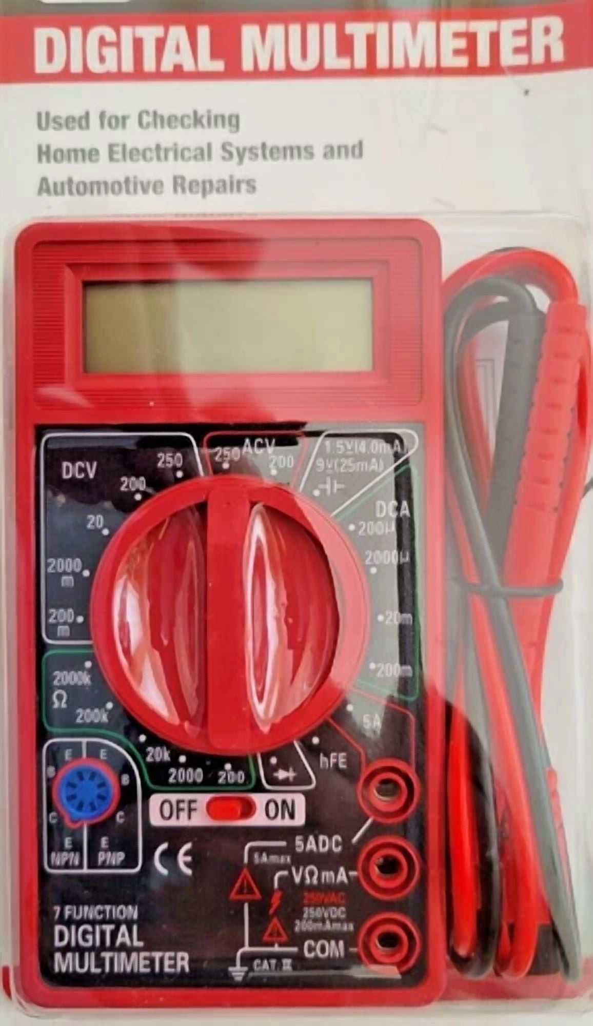 CRESTIN- 7 Function Digital Voltmeter Battery Tester Ohmmeter Ammeter Transistor Ohm