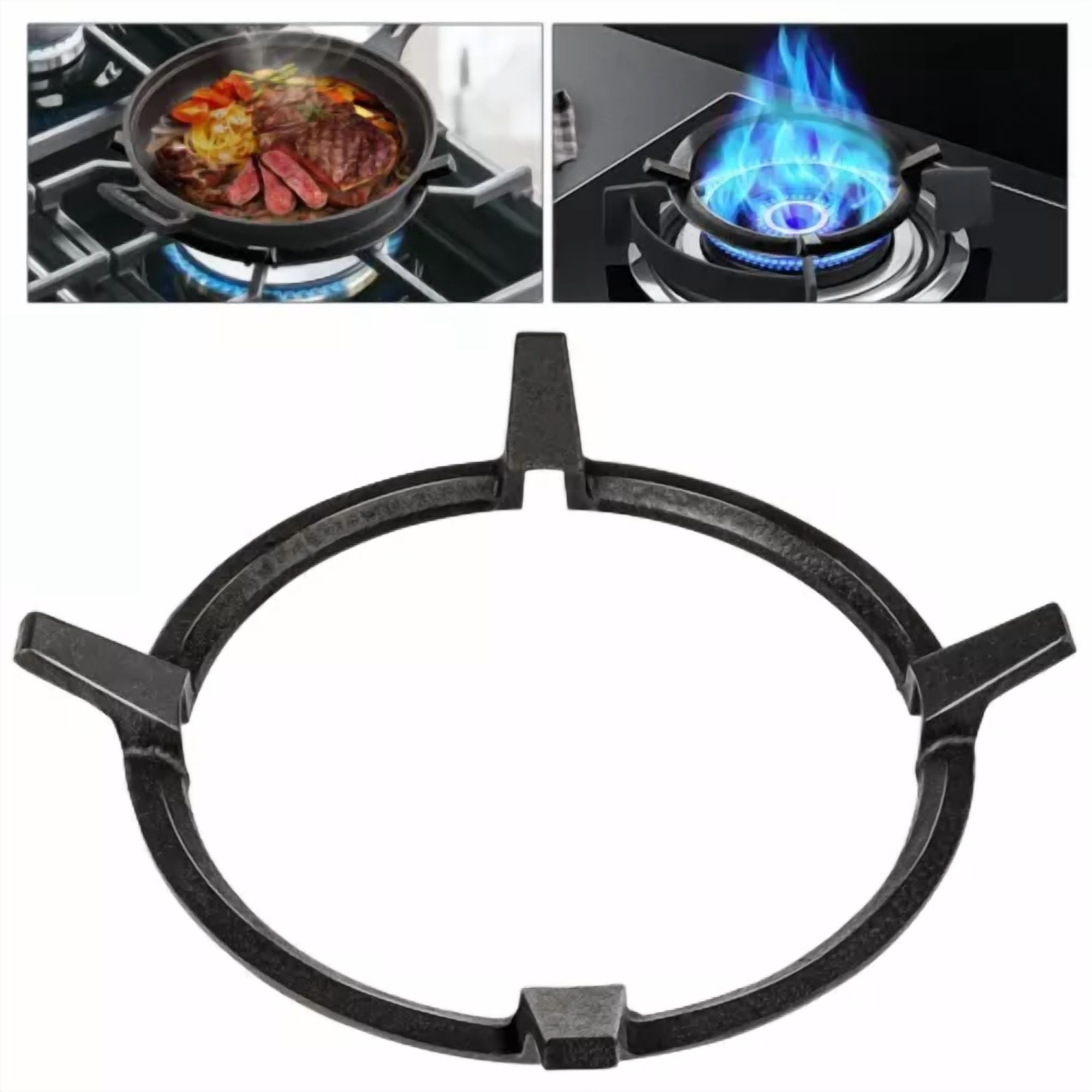 CRESTIN- 8.4'' Wok Ring Non-Slip Black Cast Iron Stove Stand For Kitchen Wok Support Ring
