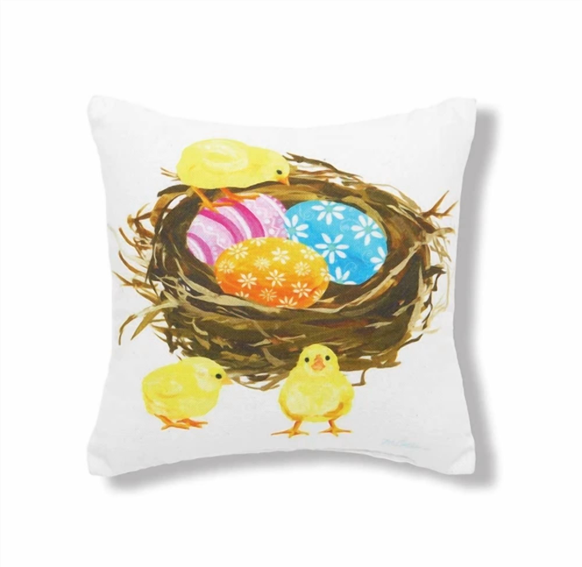 CRESTIN- 8" X 8" Chicks & Easter Egg Nest Spring Themed Printed Small/Petite Accent