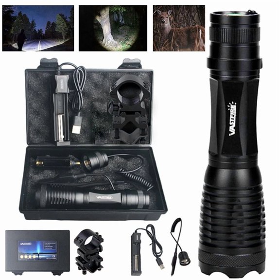 CRESTIN- 800Yards White Light Led Flashlight Predator Torch Coyote Hog Varmint Hunting