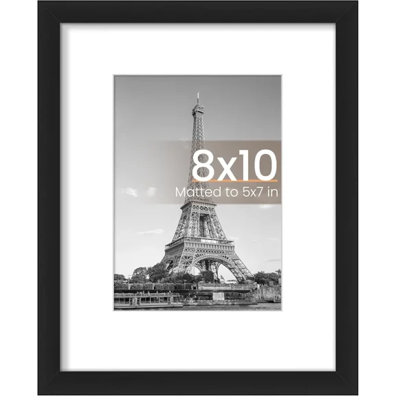 CRESTIN- 8X10 Picture Frame, Display Pictures 5X7 With Mat Or 8X10 Without Mat, Wall Hang