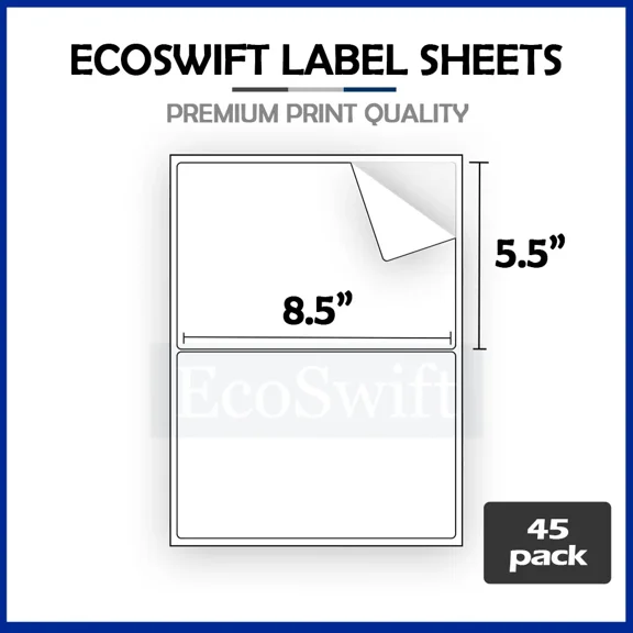 CRESTIN- (90) 8.5 X 5.5 Xl Ecoswift Shipping Half-Sheet Self-Adhesive Ebay Paypal Labels