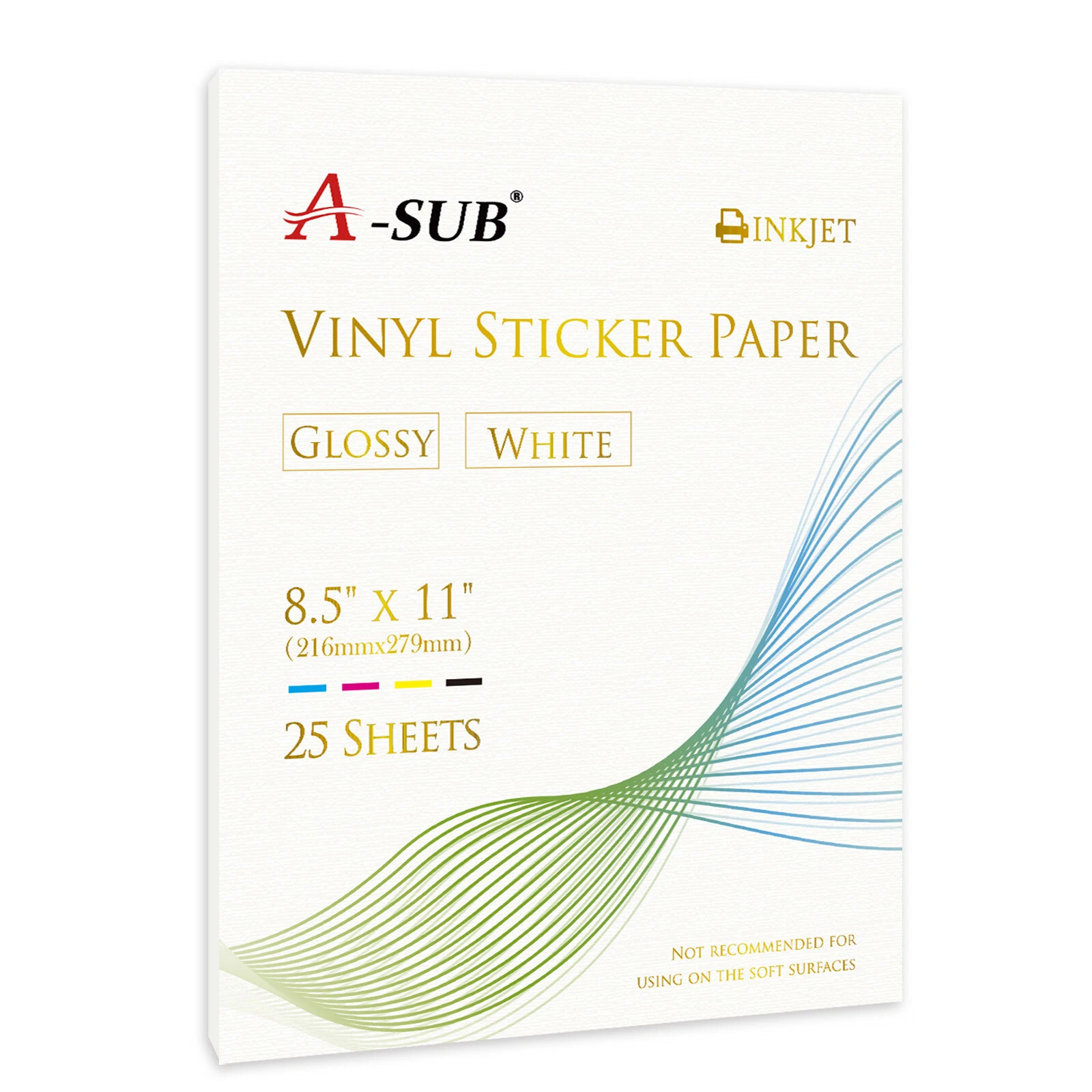 CRESTIN- A-Sub Vinyl Sticker Paper High Glossy White Waterproof Removable 25 Sheet 8.5X11
