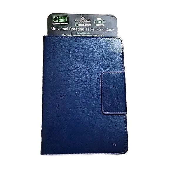 CRESTIN- Aconic Universal Rotating Tablet Folio Case Fits 7" To 8" Tablets (Blue)