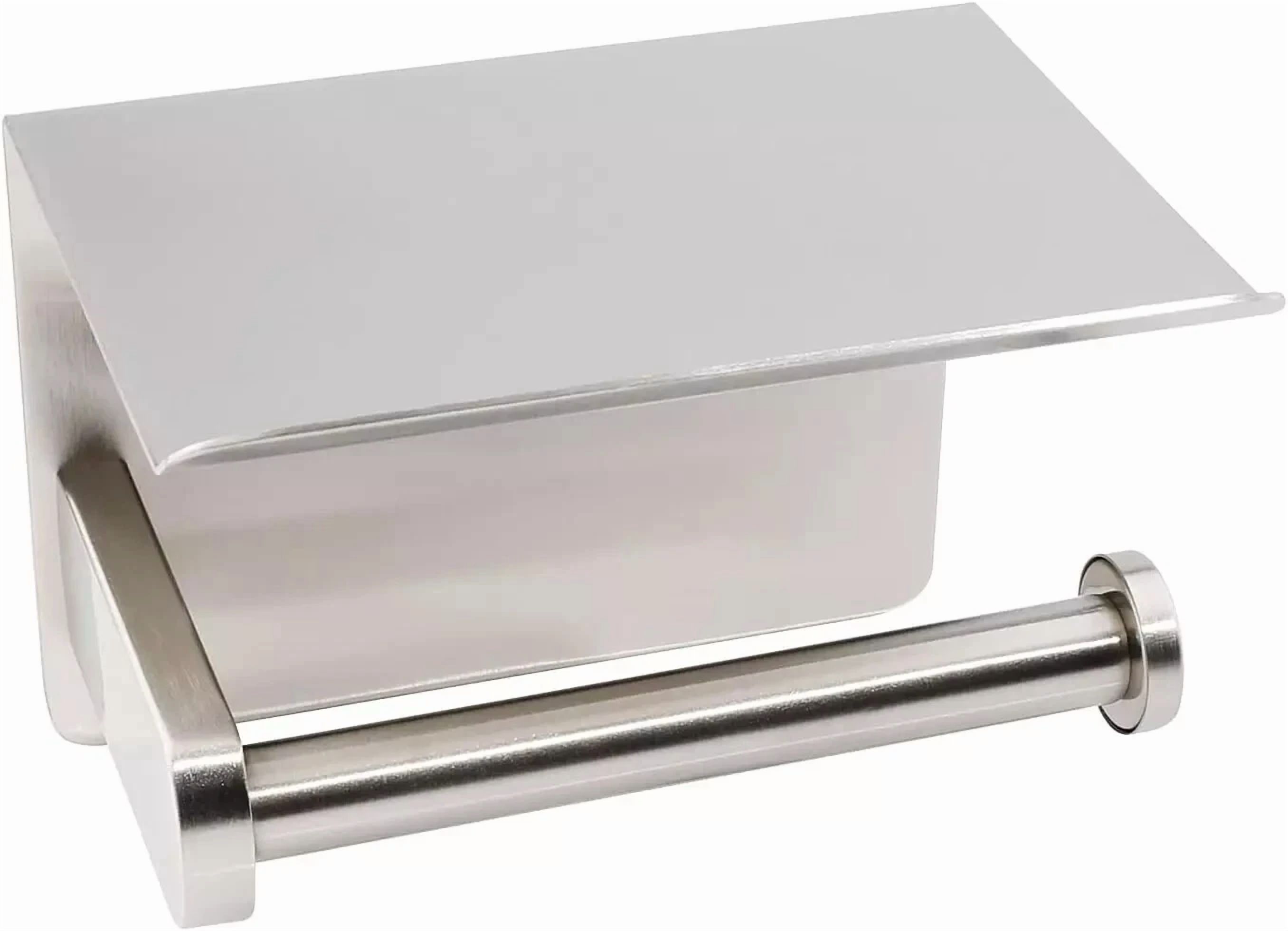 CRESTIN- Adhesive Toilet Paper Holder With Phone Shelf Paper Tissue Holder Storage