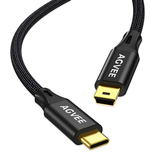 CRESTIN- Agvee 3.3Ft Usb-C To Mini Usb Cable, Gold Plated End Tips, 3.3Ft, Black