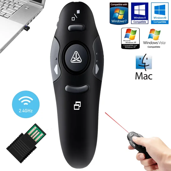 CRESTIN- Aleptau Wireless Presentation Clicker Remote Laser Pointer - Us Free Shipping