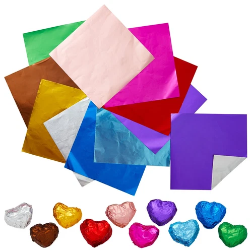 CRESTIN- Aluminum Foil Wrappers For Candy And Chocolate (4 In, 10 Colors, 1000 Sheets)