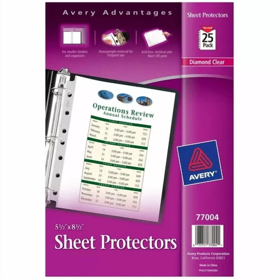 CRESTIN- Avery Heavyweight Diamond Clear Sheet Protectors For Mini Binders, 8.5" X 5.5"