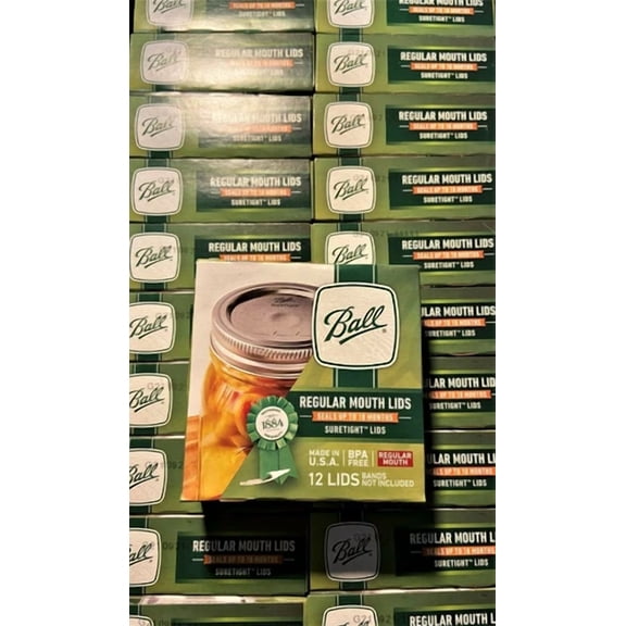 CRESTIN- Ball Metal Canning Lids Regular Mouth Size Jars 12 Lids/Box