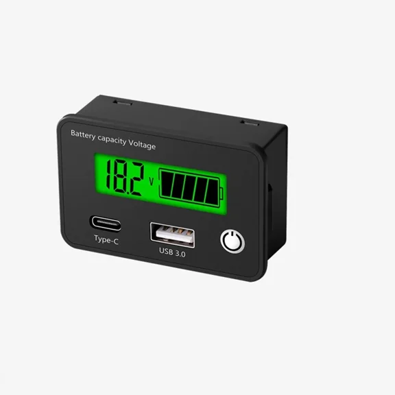 CRESTIN- Battery Capacity Voltmeter Tester Lithium Voltage Meter Monitor W/ Qc3.0 Ports