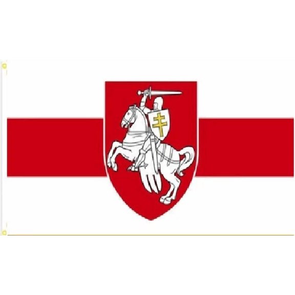 CRESTIN- Belarus Original Pagonya Flag 3X5 Ft (90X150Cm) White-Red-White W/ Knight Emblem