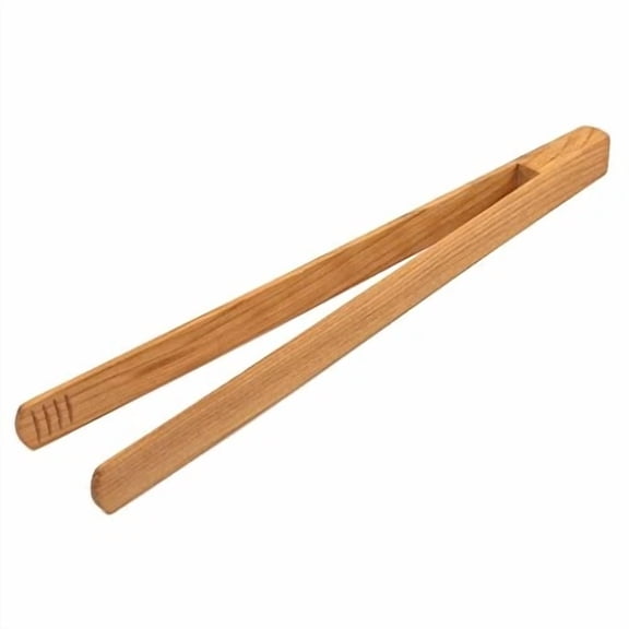 CRESTIN- Bicb Premium, Cherry Wood Wooden Tong, 12 Long Easy Grip Toaster Wooden
