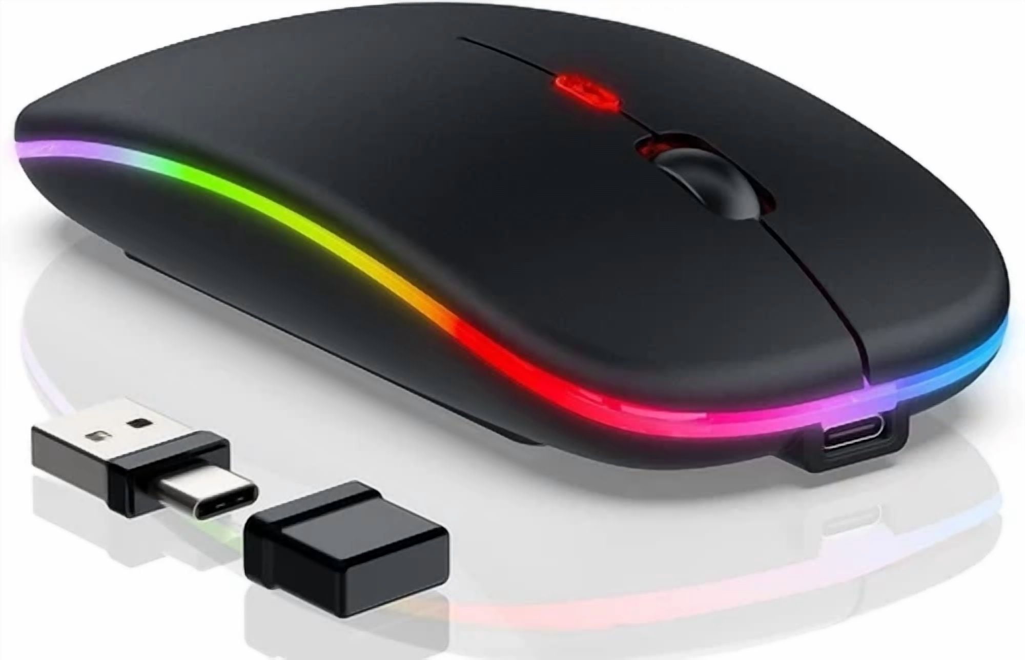 CRESTIN- Bluetooth Led 2.4G Wireless Mouse Luminous Slim Design For Laptop - Matte Black
