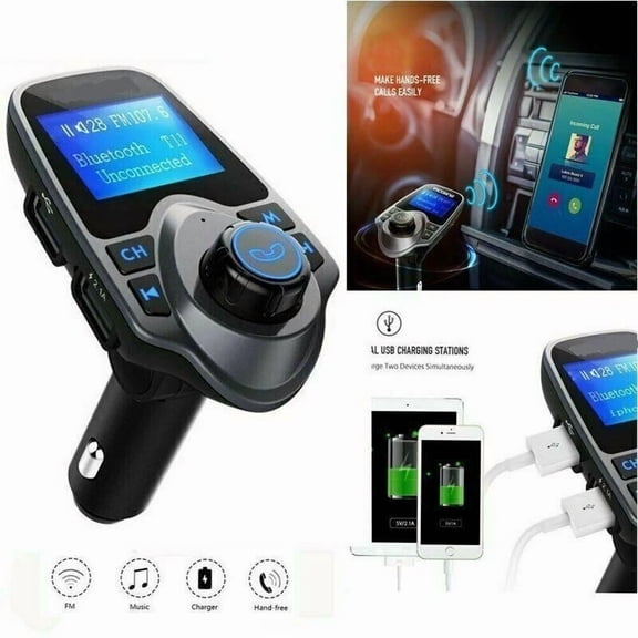 CRESTIN- Bluetooth Wireless FM transmitter Adapter charger for Car Stereo Radio Speaker