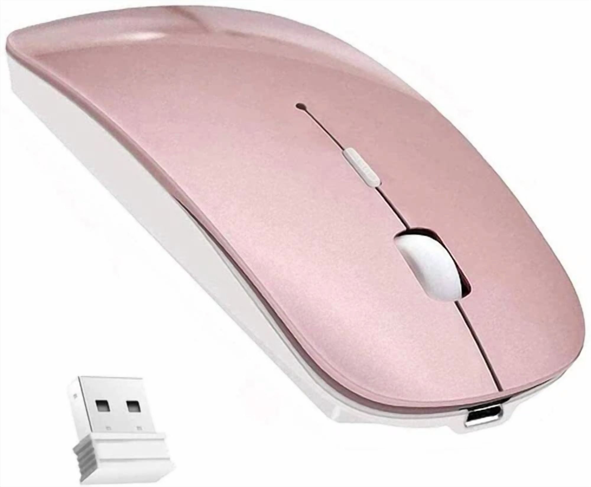 CRESTIN- Bluetooth Wireless Mouse, Dual Mode Slim Rechargeable Wireless Mouse Pink