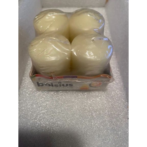 CRESTIN- Bolsius 4 Pack Creme Pillar Candles 2.25" X 1.5" *New* Iii1