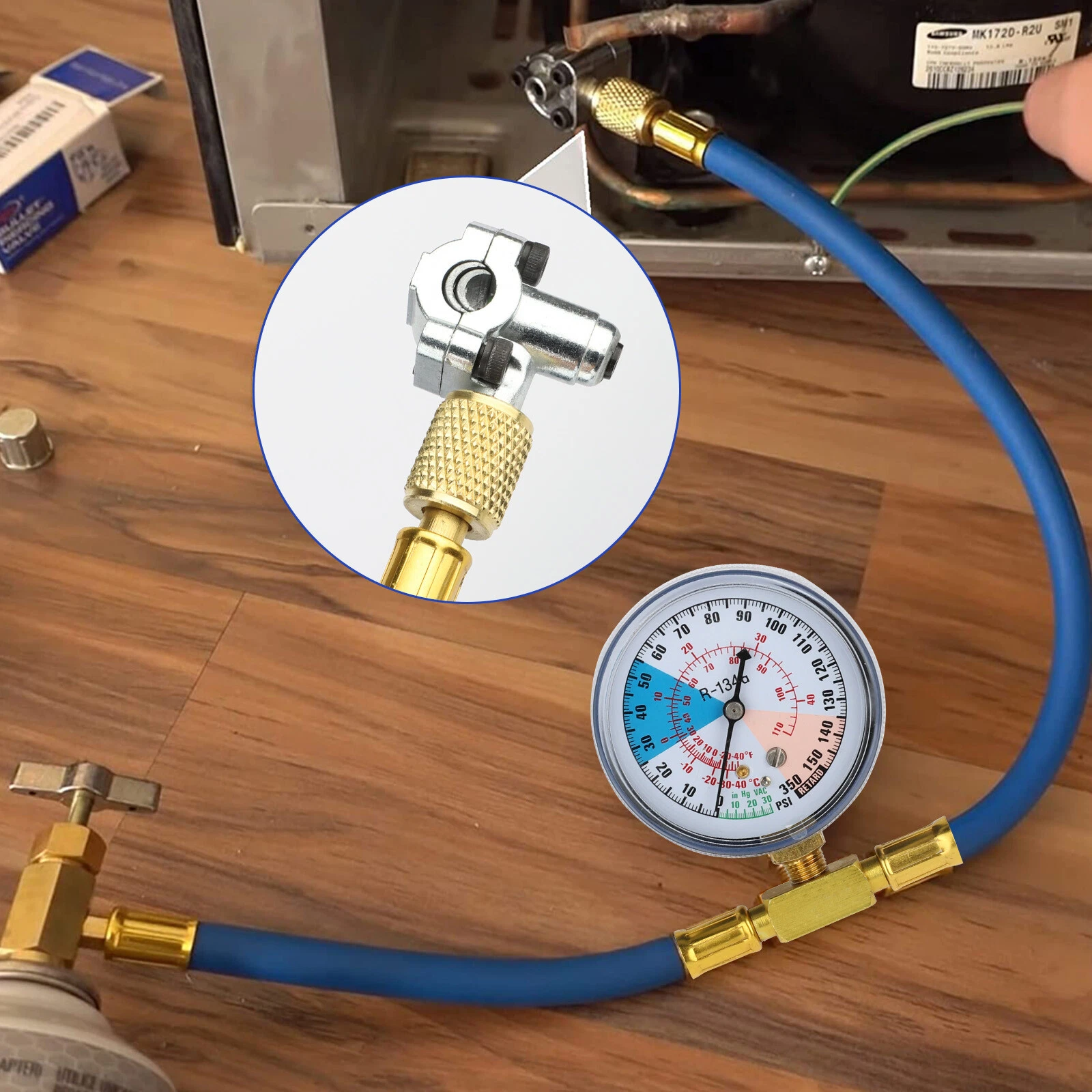 CRESTIN- Bpv31 Bullet Piercing Tap Valve Kits Tool W/Pressure Gauge For Home Refrigerator