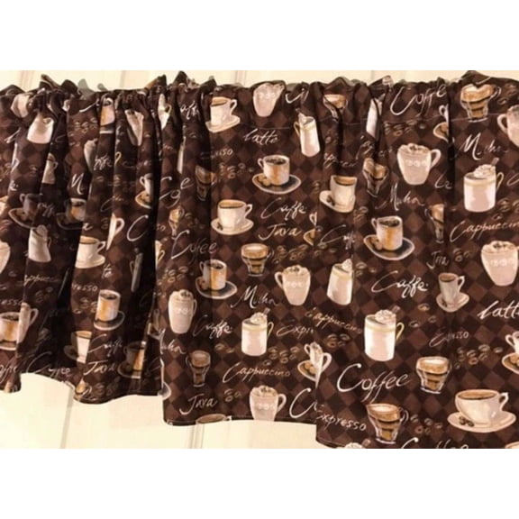 CRESTIN- Brown Java Coffee Window Topper, Curtain Valance