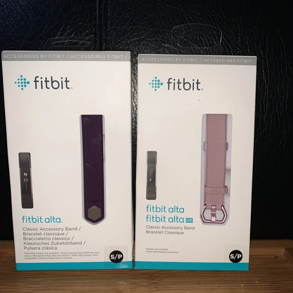 CRESTIN- Bundle Two (2) Genuine Fitbit Alta Bands Pink And Purple Size S/P New Sealed