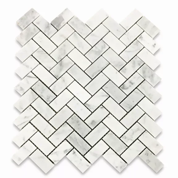 CRESTIN- C71Xh Carrara Herringbone Tile Venato Carrera Marble Mosaic Honed 1X2