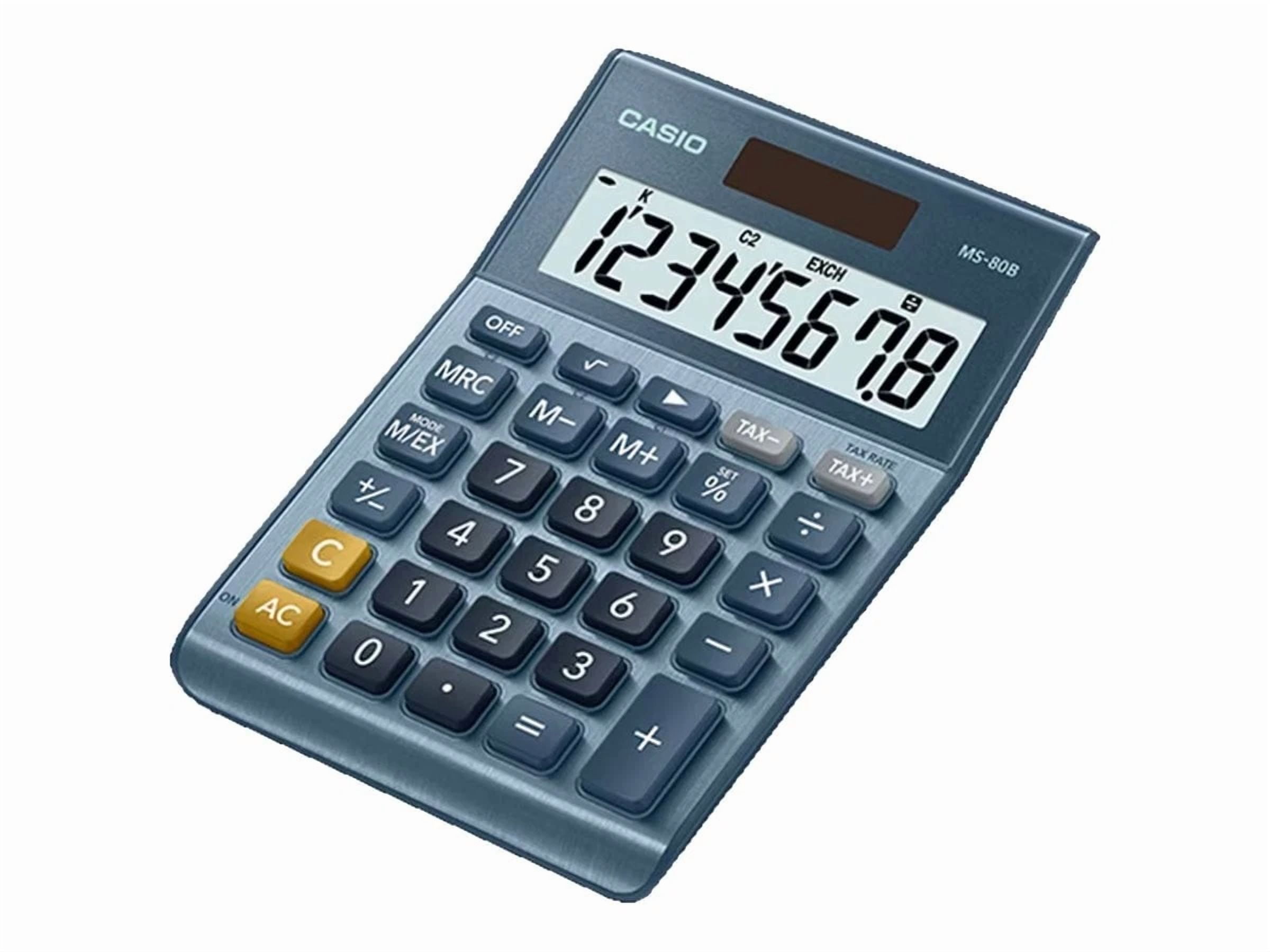 CRESTIN- Casio Ms80Bbu Ms80B 8-Digit Battery And Solar Basic Calculator, Lcd, Navy Blue