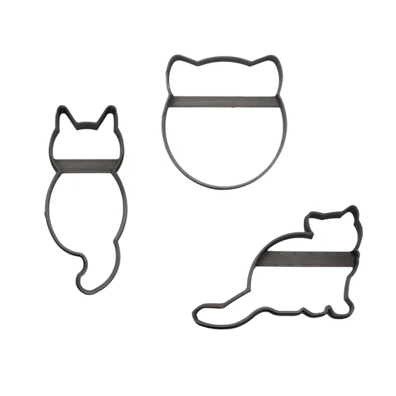 CRESTIN- Cat Poses Kitty Face Sitting Laying Outlines Set Of 3 Cookie Cutters Usa Pr1728