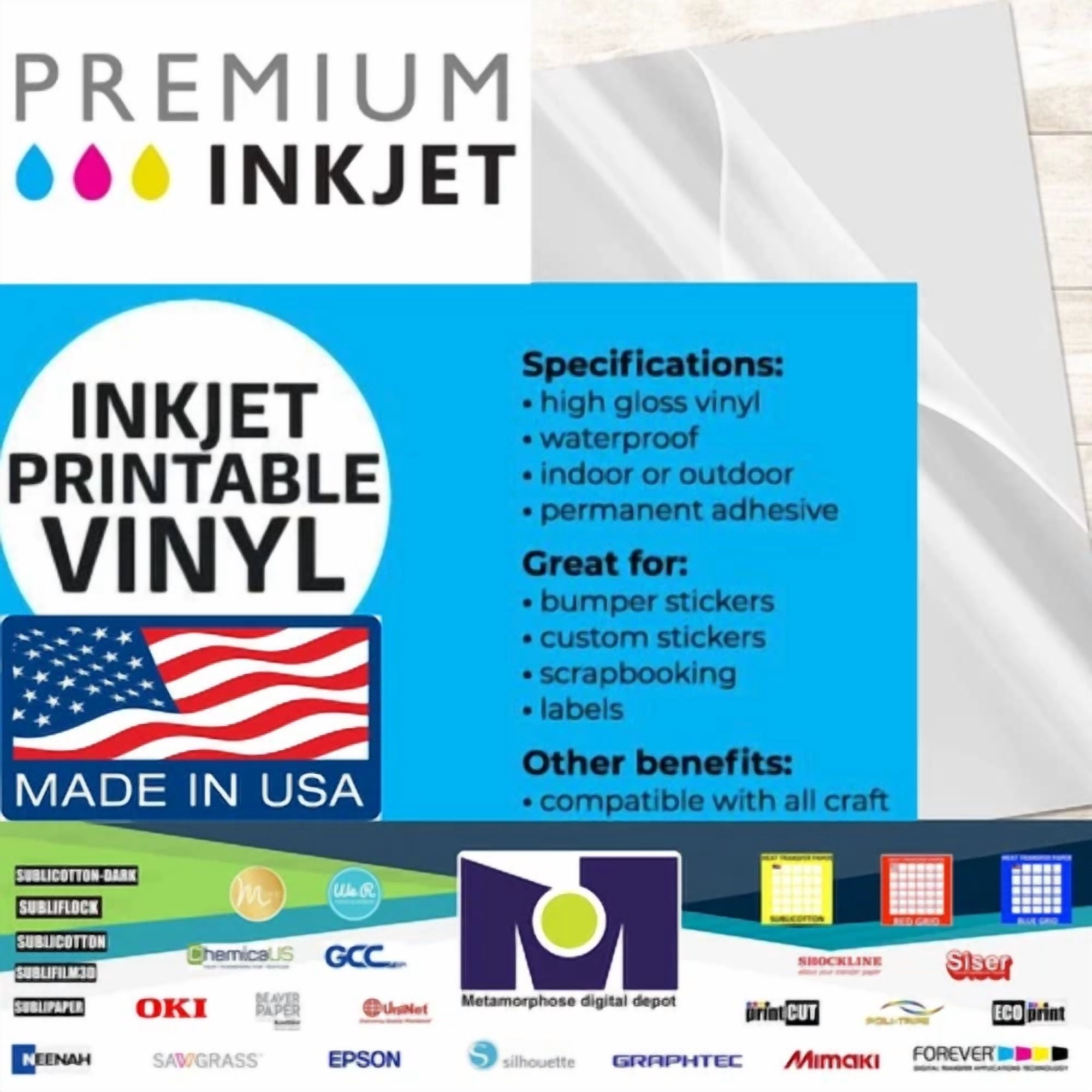 CRESTIN- Clear Sticker Paper For Inkjet Printer 25 Pk Waterproof Printable Vinyl A4