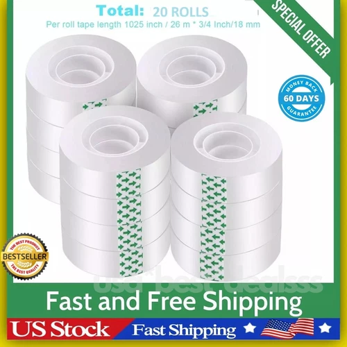 CRESTIN- Clear Transparent Tape Rolls 3/4" X 1000" Dispenser Refill 20 Tape Rolls Scotch