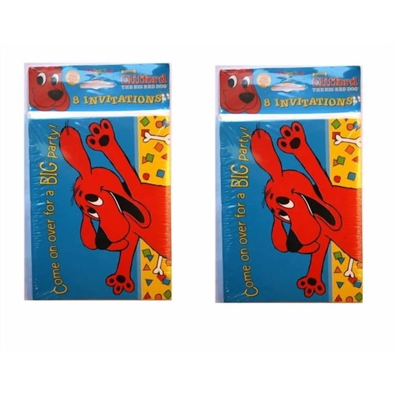CRESTIN- Clifford The Red Dog Birthday Party Supplies Party Invitations - 16 Count