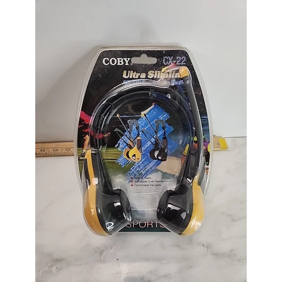 CRESTIN- Coby Sports Cx-22 Ultra Slimline Retro Am/Fm Headphone Radio Yellow K8