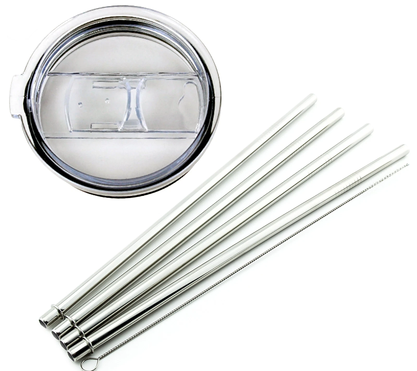 CRESTIN- Cocostraw 30Oz Straw Lid + 4 Stainless Steel Straws Replacement For Yeti Rtic