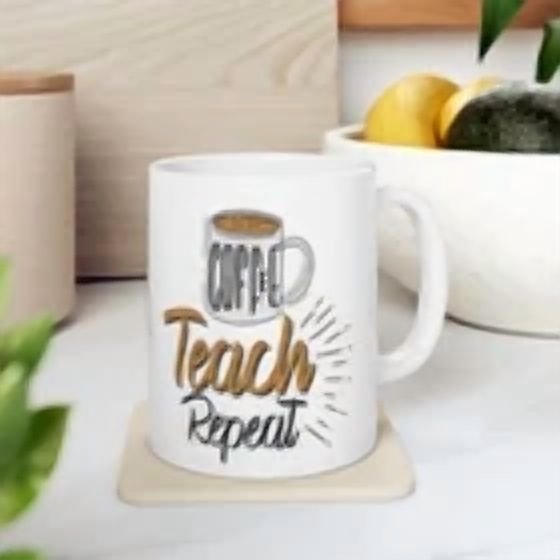 CRESTIN- Coffee Teach Repeat Ceramic Mug 11Oz