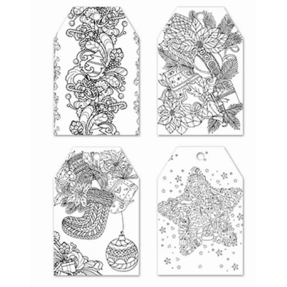 CRESTIN- Color Create Your Own Gift Tag Set Of 24 Pieces 4 Designs Holiday Design