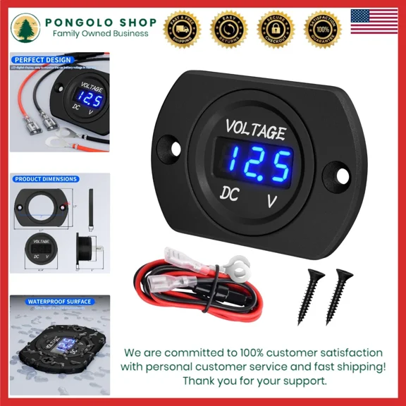 CRESTIN- Compact 12V 24V Digital Voltmeter With Blue Led - Real-Time Battery Monitoring