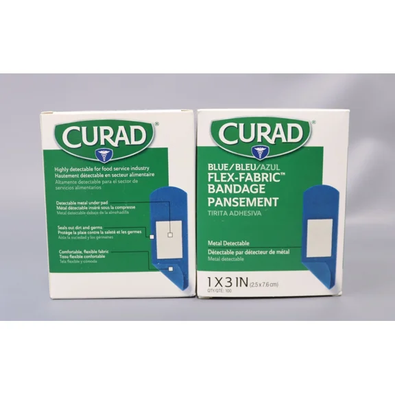 CRESTIN- Curad Blue Flex-Fabric Adhesive Bandage, Metal-Detectable, 1" X 3", 100 Count (P
