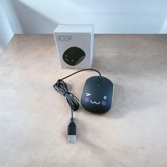 CRESTIN- Cute Black & Yellow Green Wired E-Sports Mouse