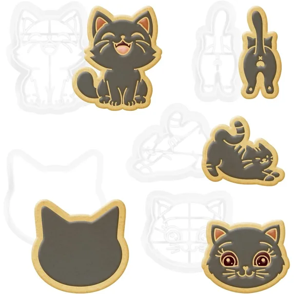 CRESTIN- Cute Cookie Cutter - 5 Piece Cookie Cutters Cute Cat Shape Polymer Clay Mold Bis