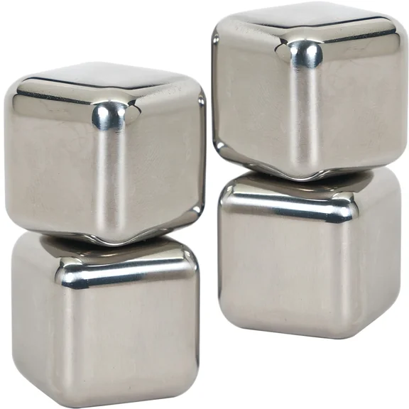 CRESTIN- Deco Essentials Stainless Steel Ice Cubes With Storage Case, Reusable, 4 Pack