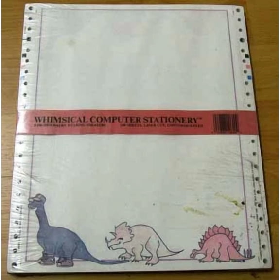 CRESTIN- Dinosaur Computer Stationery For Dot Matrix Printers 9.5" X 11" Sheets