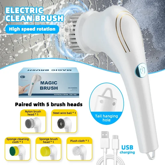 CRESTIN- Electric Handheld Spin Scrubber Portable Cordless Cleaning Brush Shower Scrubber