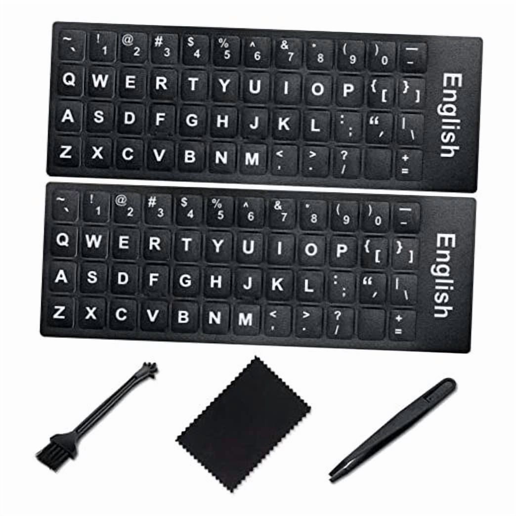 CRESTIN- English Keyboard Stickers [5 In English Big Font White Letter/Black Background