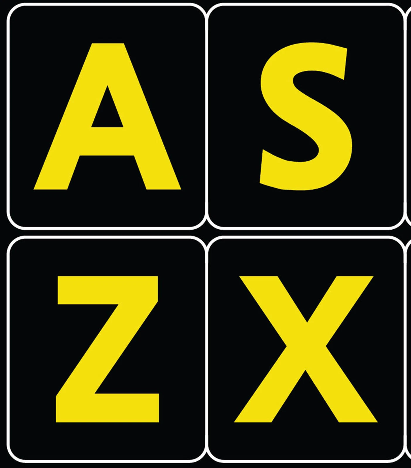 CRESTIN- English Us Keyboard Sticker Large Yellow Letters Black Background Labels
