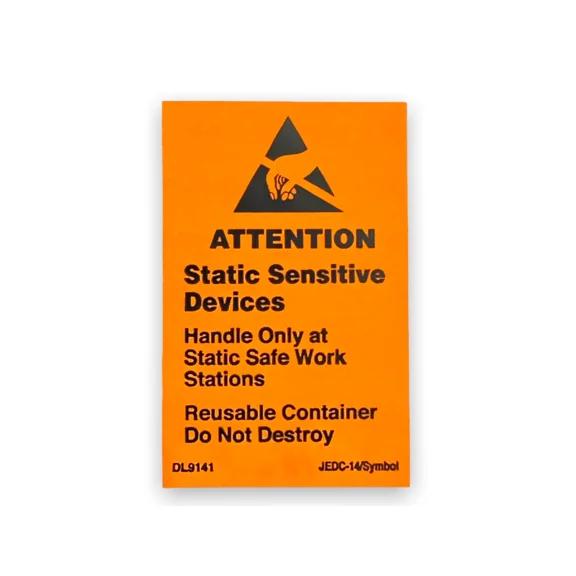 CRESTIN- Esd 2.75"X1.5" Attention Static Sensitive Devices Adhesive Labels Orange 500 Pcs