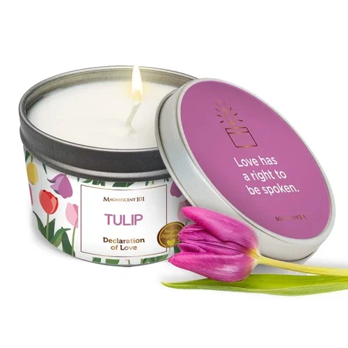 CRESTIN- Flower Intention Smudge Candle - Natural Soy Wax Tin Candle 6Oz (Tulip)
