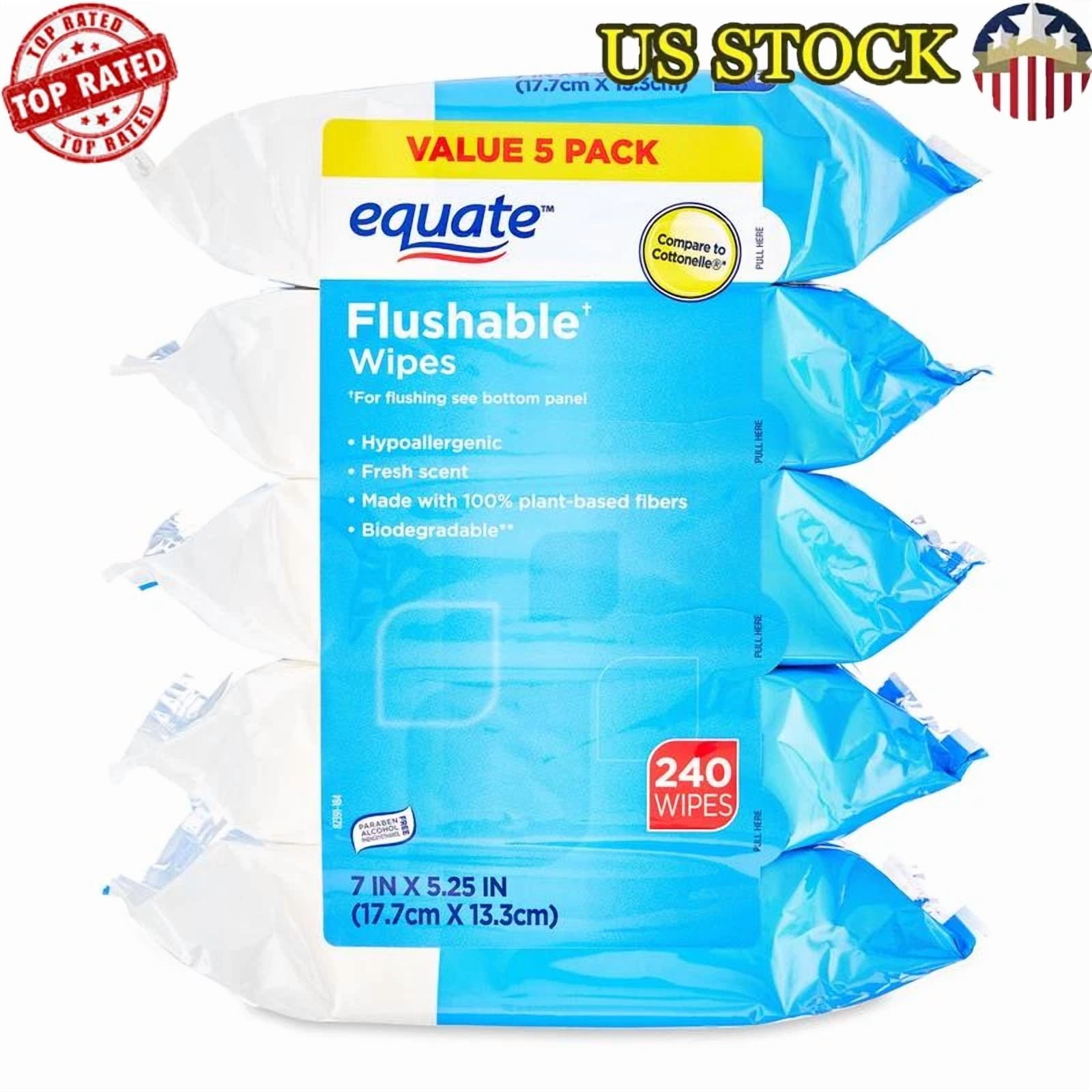 CRESTIN- Flushable Wipes 240 Pack Moisturizing Aloe Vitamin E Hypoallergenic Resealable